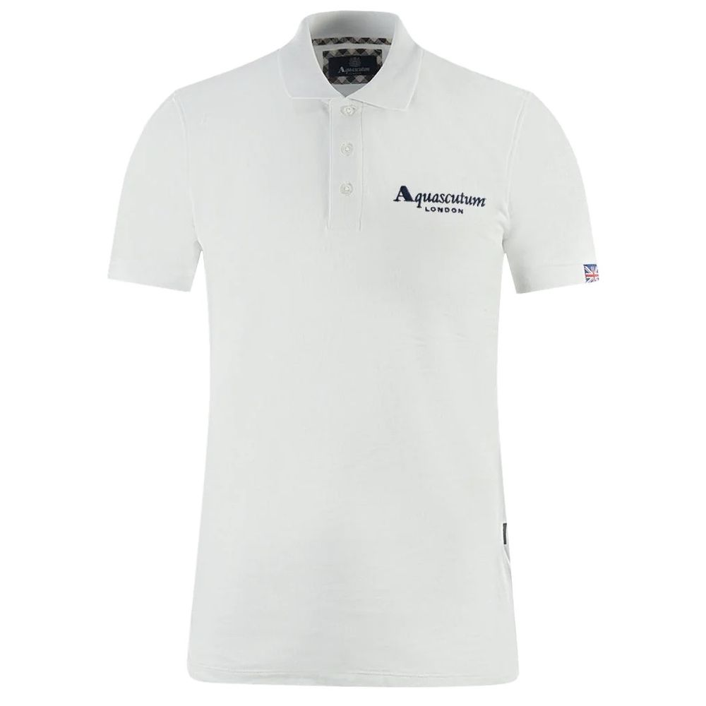 Aquascutum Elegant white cotton polo shirt with contrasting logo